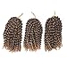 BeautyGrace Pack of 3 Marlybob Crochet Braids Hair Ombre Afro Kinky Curly Braiding Hair Extensions for Girl Women(8