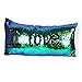 2 Colors Reversible Mermaid Sequins Pillow Sofa Couch Cushion Cover Throw Pillow Case 30cm x 60cm (Multi Green and Black)