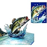 ETApopupcard 3D Pop Up Fishing Card – Jumping Bass Fish | Handmade Greeting Card for Father’s Day, Birthday, Retirement, or Outdoor Enthusiasts H41