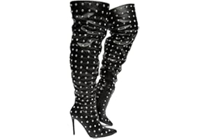 Liliana Women Rhinestone Stiletto Heel Over the Knee Thigh High Fashion Boots
