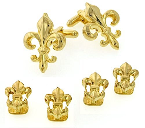JJ Weston Fleur de Lis Tuxedo cufflinks and Shirt Studs. Made in the USA.