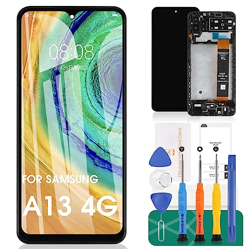 For Samsung Galaxy A13 4G LCD Display for Samsung A13 Screen Replacement for Galaxy A13 Touch A137 A135 Digitizer with Frame (Black)