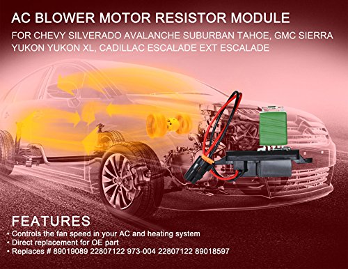 HVAC Blower Motor Resistor G004R for Chevy Silverado GMC 1500 2500 3500 HD (Replaces# 89019089 22807122 973-004 89018597)