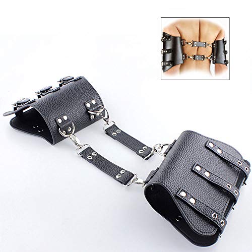 COSY-L Adjustable Arm Harness Bondage Sex Toys for Unisex, Leather Black Handcuffs BDSM Fetish Slave Restraints Toys Adult Games,Black