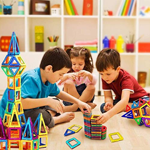 Magnetic Blocks, Magnetic Building Blocks||Magnetic Construction||Magnetic Toys||Children Educational Toys - Colorful 3D DIY toys for creativity and innovation with Instraction Booklet and Storage Box