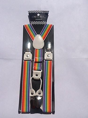 New Rainbow Suspenders (Double Thick Durable Material, Leather Reinforced Clips)