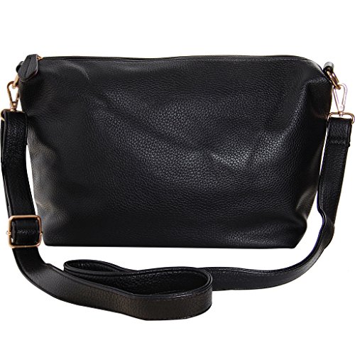 Humble Chic Crossbody Bag - Vegan Leather Satchel Messenger Hobo Handbag Shoulder Purse, Black - 14 inch