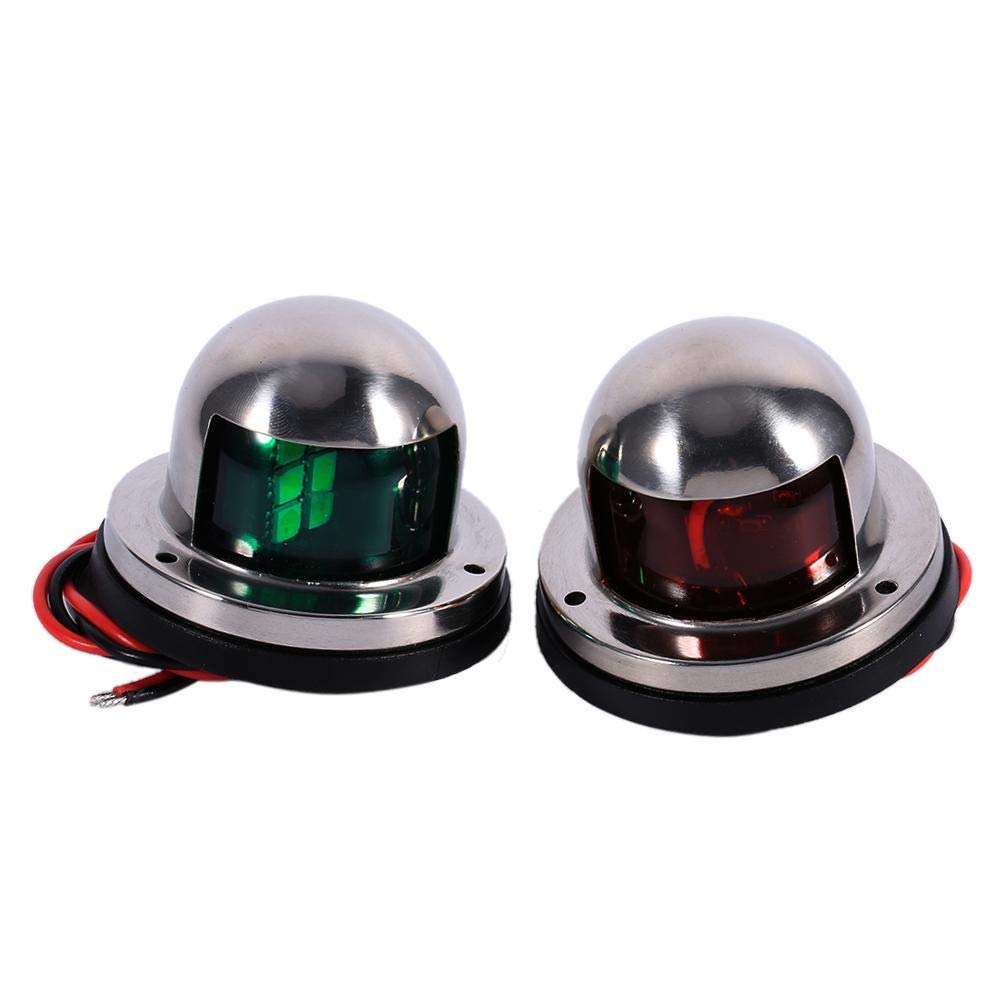 Keenso 1 Pair Led Bow Boat Navigation Lights Red and Green, 12v Anti-corrosion Marine Boat Yacht Light 8 LEDs Kit Stainless Steel Waterproof Pontoons Sailing Lights for Boats Boat/Yacht Spare Parts