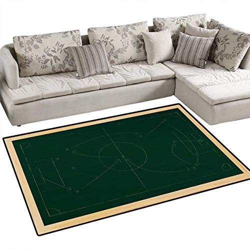 Soccer Customize Door mats for Home Mat Tactic Diagram with Pass and Goal Arrangement Attacking Defending Chalkboard Door Mat Outside 4'x6' Dark Green Beige
