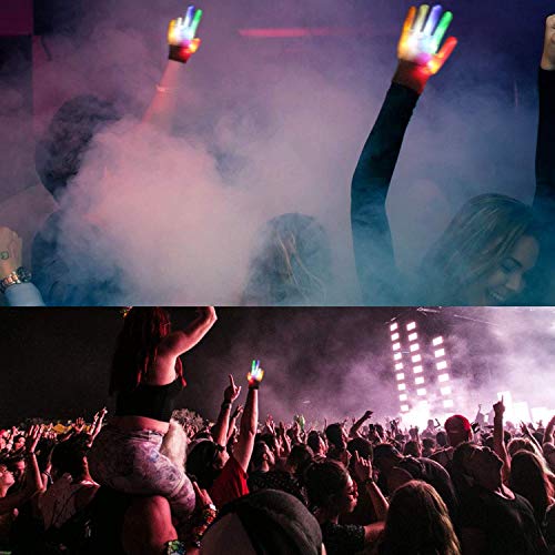 3 Pair Light Gloves LED Flashing Gloves Halloween Party Rave Glow Gloves 5 Color 6 Mode Flashing Glow in The Dark Party Supplies Favors for Clubbing Birthday Lightshows Dancing EDM Disco Dubstep Party