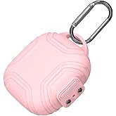 [Secure Lock] Case for Shokz OpenFit Air T511 Open-Ear Headphones, Silicone Anti-Slip Anti-Scratch Protective Cover for Shokz OpenFit Air T511 Case Earbuds Charging Case with Carabiner (Pink)