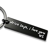 xcanartvy Drive Safe I Love You Keychain – A–Z Initial Engraved Key Ring – Personalized Gift for Husband, Boyfriend & Family