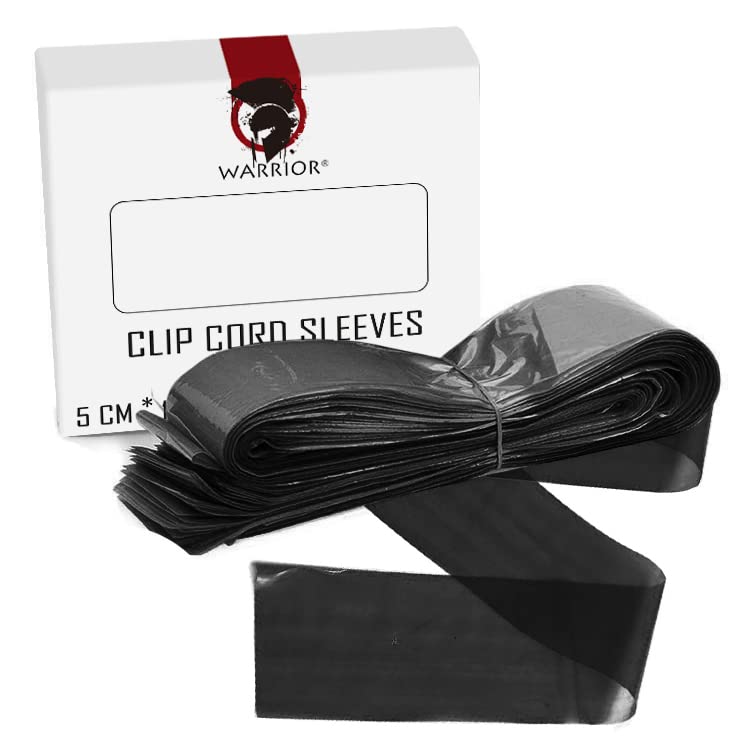 WARRIOR Cord Cover Grips Disposable Tattoo Machine Tattoo Sleeves Cord Covers 5 x 116 cm Pack of 125 Colours Red Blue Black (BLACK)