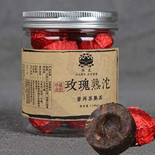 HELLOYOUNG Pu-Erh-Tee 100 g Reifer Pu'er-Tee in Dosen Rose Puer Kleiner Tuocha-Tee Gekochter Pu-Erh-Tee Chinesischer Tee Gesunder Puerh-Tee Roter Tee