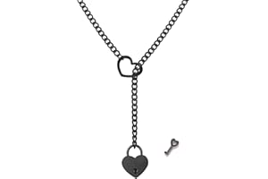 MIFYNN Heart O ring Slip Chain Necklaces for Women Stainless Steel Cuban Chain Bar Necklace Punk Rock Collar Necklace Handmade Adjustable Lariat Y Necklaces for Men