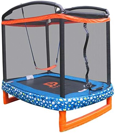 Jump Power 72 X 50 Rectangle Indoor Outdoor Trampoline Safety Net With Swing Combo For Toddlers Kids Blue Black Orange Green White Jp07 R01 72 Amazon Sg Sports Fitness Outdoors