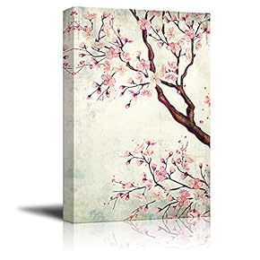 Canvas Wall Art - Watercolor Painting Style Cherry Blossom - Giclee Print Gallery Wrap Modern Home Art Ready to Hang - 12x18 inches