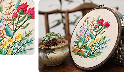 Cross Stitch Stamped Embroidery Kit - Eafior DIY Beginner Counted Starter Cross Stitch Kit for Art Craft Handy Sewing Including Color Pattern Embroidery Cloth,Embroidery Hoop,Color Threads,Tools Kit - Thumbnail 3