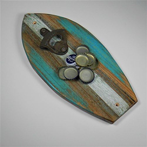 Surfboard Magnetic Bottle Opener Cap Catcher Wall Mountable Novelty Bar