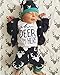 Newest Newborn Baby Kids Boys Girls Deer T-Shirt Tops+Pants Outfits Sets (6-12 Months, White&Dark Blue)
