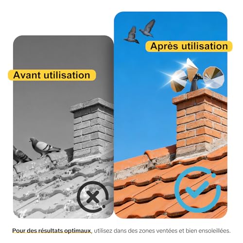 OFFO Bird Scarer, Anti Pigeon for Balcony, 360° Reflection, Anti-Pigeon Windmill Reflective, Pigeon Repellent, Pigeon Scarer for Garden, Roof, Balcony