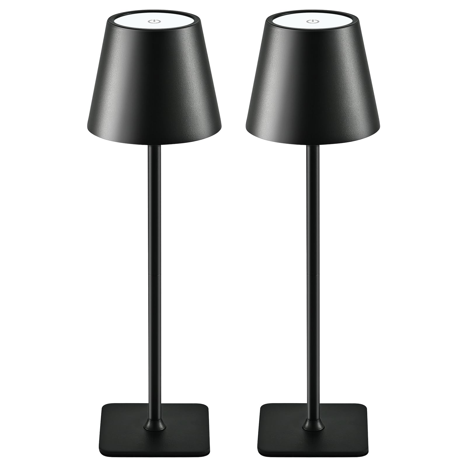 Photo 1 of 2-Pack Rechargeable Cordless Table Lamps, Battery-Operated Wireless Minimalist Table Lamp, 3 Colors Stepless Dimming LED Adjustable Height Table Lamp for Dining/Bedside/Camping (2, Double-rod black)