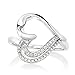 Womens Matching Heart Jewelry Set, Silver Necklace, Earrings, and Ring for Wife or Girlfriend