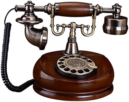 YYH European Antique Telephone Retro Telephone Landline Rotary Dial Solid Wood Home Telephone Phone