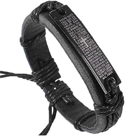 Melodyep Religious Scriptures Cross Leather Bracelet Handmade Jewelry Laser(C1)