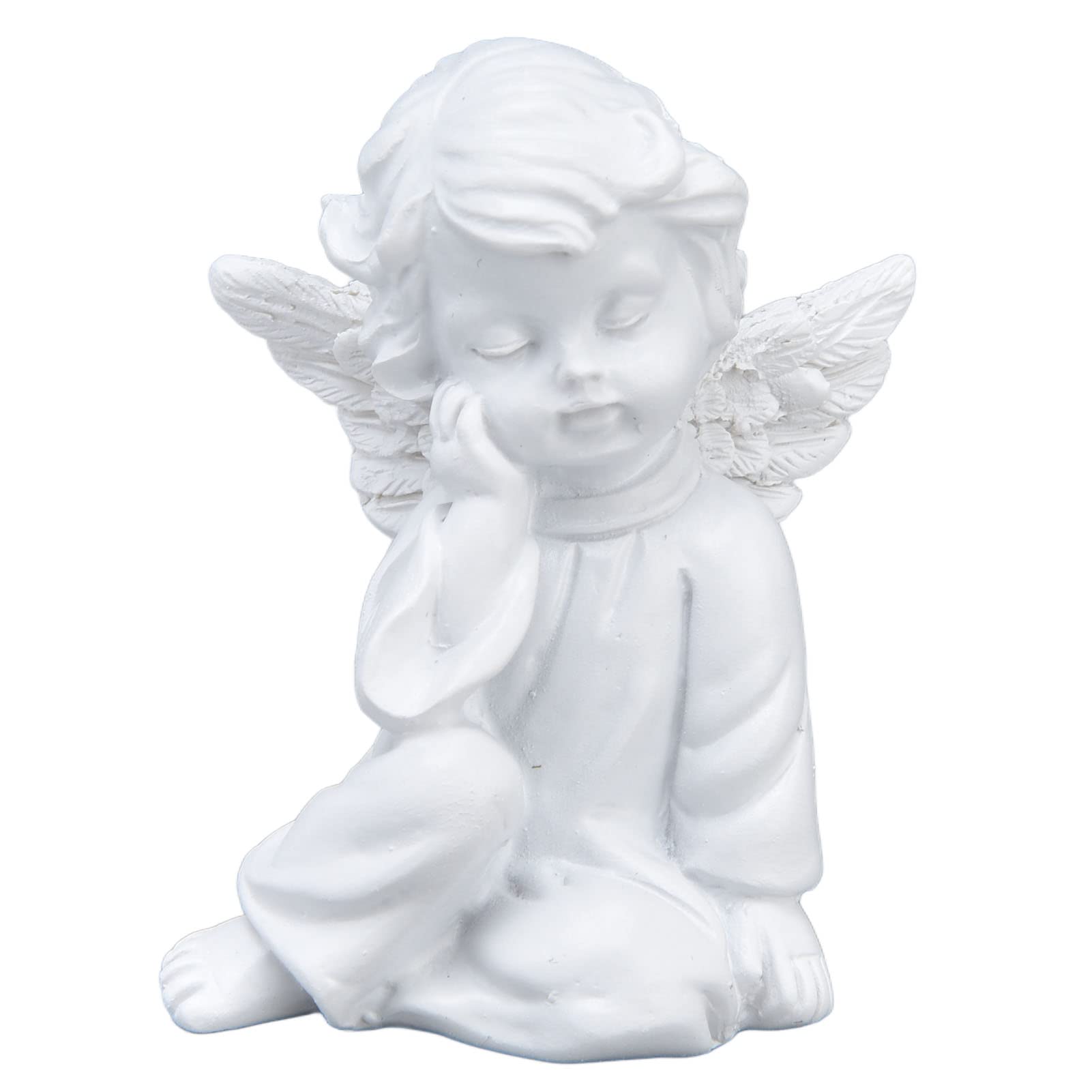 Hapivida White Angel Cherub Statue, 2.2×2.4in Resin Sculpture for Indoor Outdoor Home Decoration(#2)