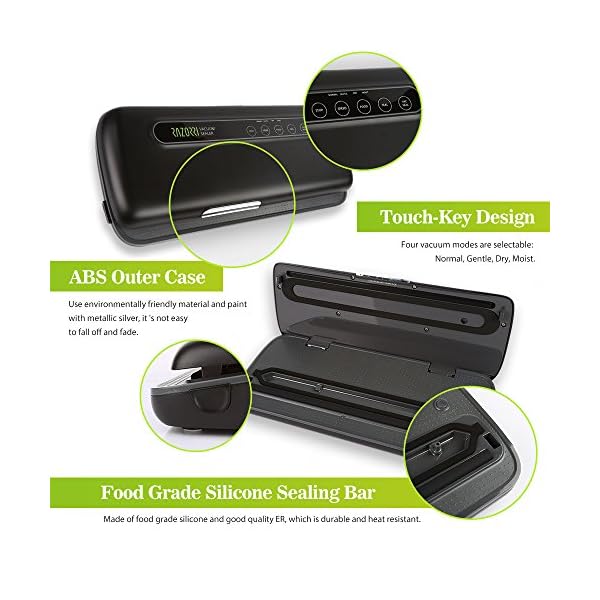 Razorri-E5200-M-Vacuum-Sealer-with-Starter-Kit-for-Food-Sous-Vide-Cooker-Compact-and-Full-Function-includes-Rolls-and-Bags-Easy-to-use-Indicator-Lights-Vacuum-Speeds-Selectable-Black