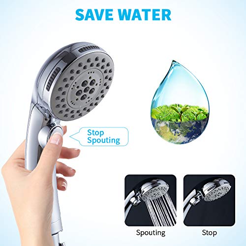 High Pressure 6 Setting Shower Head HandHeld with ON/OFF Switch and