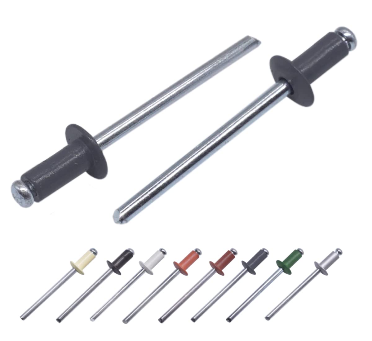 (Pack of 100 pcs) Painted Blind Rivets 4.0 x 8 mm, Dome Head, DIN 7337, Aluminum Rivet and Steel Mandrel, Pop Rivets (100, Graphite Grey RAL 7024)