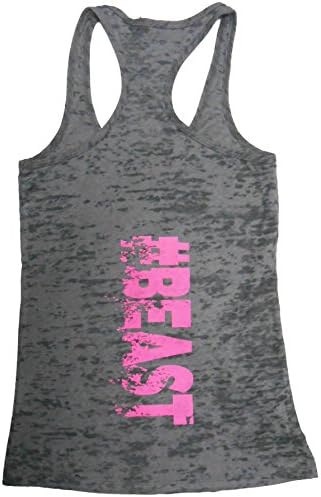 Strong Girl Clothing Women's #BEAST Tank Top Racerback (Medium, Charcoal Grey)