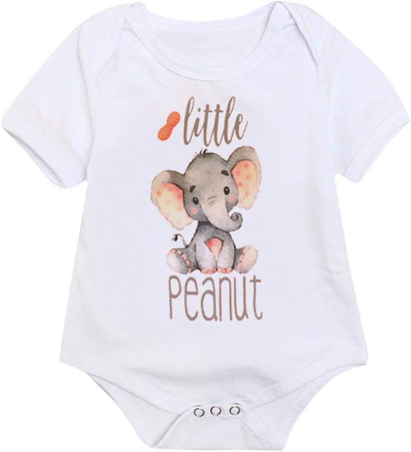 Aiserkly Funny Toddler Kids Baby Girl Boy Romper Jumpsuit Letter Elephant Tops Unisex Bodysuit Comfortable Sunsuit Clothes Summer 2019 White