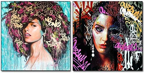 HinchJone African Girl Canvas Print Art Set of 2 African American Black Women Wall Art Photos for Bedroom Living Room Bathroom Home Decoration, No Frame …