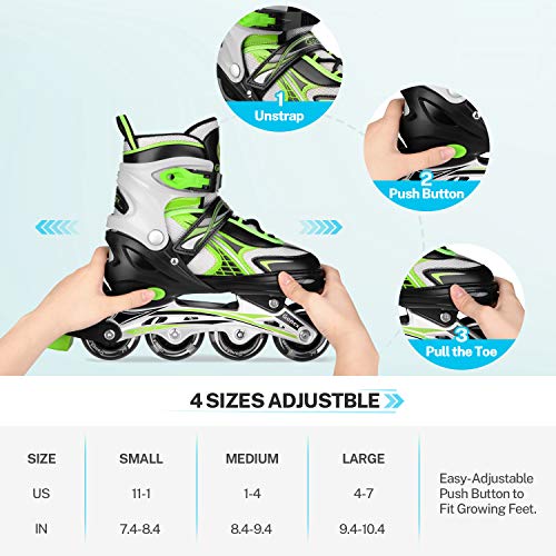 Gonex Inline Skates for Girls Boys Kids, Adjustable Skates Outdoor