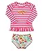 RuffleButts Little Girls Floral & Striped Long Sleeve Ruffled Rash Guard Set - Painted Flowers - 4T