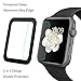 [Updated Version] AUNEOS Apple Watch Screen Protector, Apple Watch 38MM Screen Protector [2 in 1] [Full Coverage] Apple Watch Series 2 Tempered Glass Screen Protector (38mm, Black)