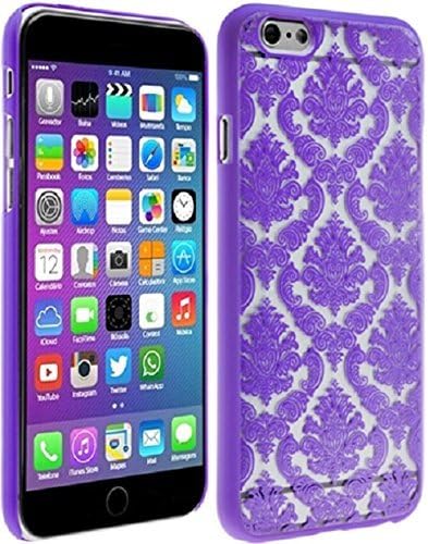 iViva presents iPhone 6S Case (Released 2015) and iPhone 6 4.7 inch Case for Damask Lace Vintage Urban Ultra Slim Fit Rubberized Coating Hard Case +A Clear LCD Screen Protector + A Stylus Pen (Purple)