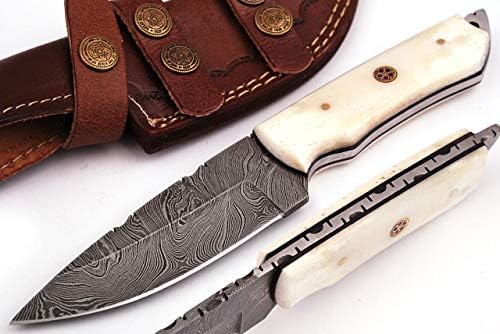 Grace Knives Handmade Damascus Steel Hunting Knife 8.5 Inches with Leather Sheath G-1051