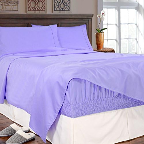 Cotton Rich 800 Thread Count, King Size Set with Deep Pocket 7” to 20” Fitted Sheet, Flat Sheet and 2 Pillow Cases, Dusty Lilac