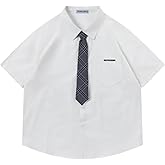 Aelfric Eden Button Down Shirts Oversized Unisex Plaid Tie Short Sleeve Shirt Casual Streetwear Summer Tops