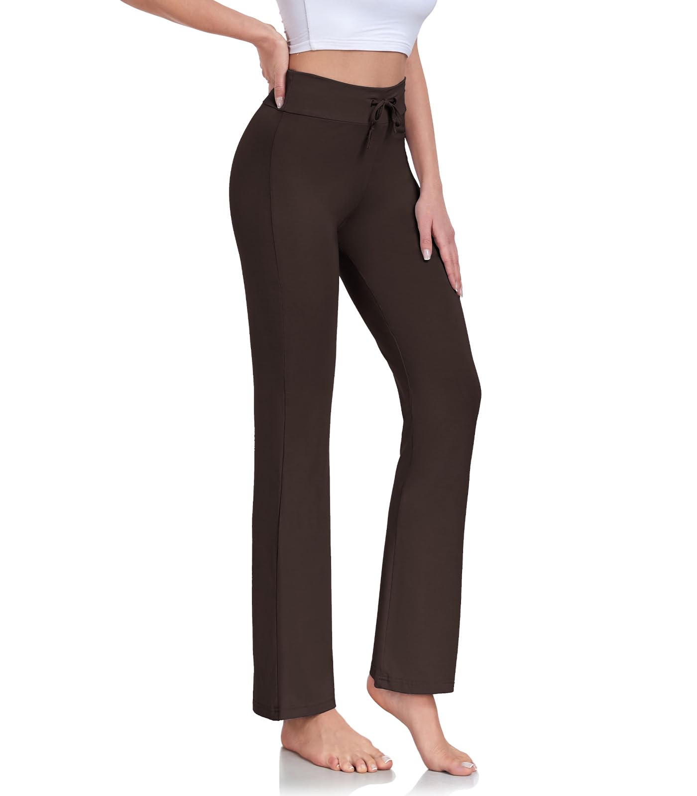 Photo 1 of ADANIKI Women's Long Modal Comfy Drawstring Trousers Loose Straight-Leg for Yoga Running Sporting (Coffee, 2XL)