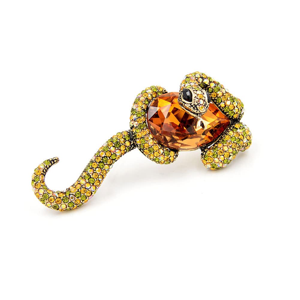 Animal Enamel Pins Large Snake and Stone Lapel Brooches Women And Men Unisex Fun Snake Brooches Badge Punk Couple Series Jewelry Coat Accessories Gift