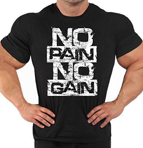 101Sports Gym Motivation T-Shirt Workout MMA Fighting Black Shirt - Bodybuilding Training NO Pain NO GAIN
