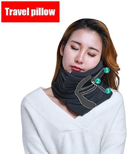 Travel Pillow ideal for airplane flight Easy to carry Soft Support Protect for Woman, Man and Children.(Black)