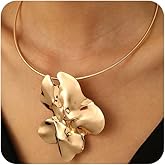 CIWEAI Chunky Gold Geometric Statement Necklace for Women Trendy, Fashion Large Square Pleated Choker Hip Hop Collar Necklaces Vintage Big Oversized Jewelry