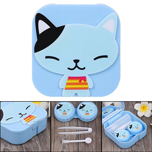 Misright 1Pc Contact Lens Box Plastic Cute Cartoon Case Travel Portable Glasses Eye Care Kits (Random Color)