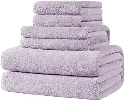 Xinrjojo Gift, Quick-Dry Microfiber Towels Gift Sets for Bathroom, 1 Bath Towel 1 Hand Towel and 2 Washcloths, Super Soft, Highly Absorbent, Fade Resistant, Pool Gym Towels Set-Lavender Purple